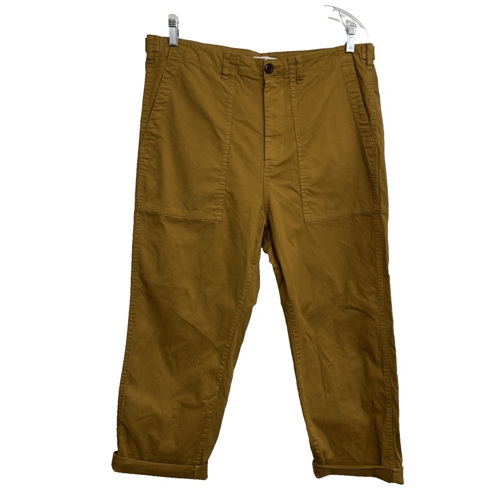 ALEX MILL Neil Straight Leg BCI Cotton Pant Women's Size 14 Golden Khaki Ankle